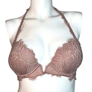 4/$24 PINK Victoria’s Secret 32C Date Push-up Halter Lace Pink Bra